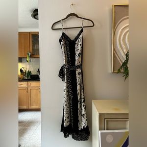 Likely dress black and white, lace trim